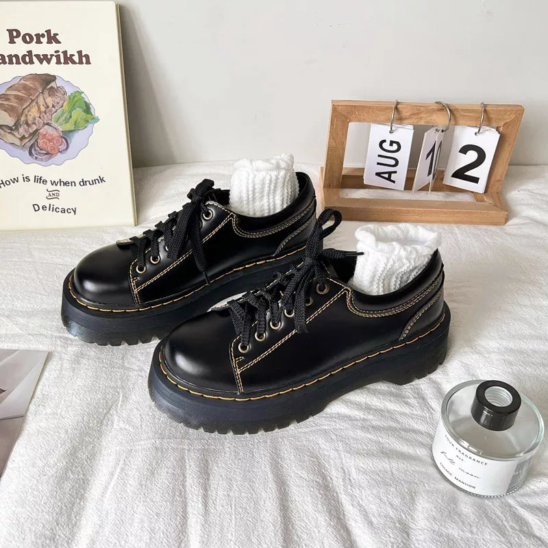 Shoes On Heels Round Toe All-Match Female Footwear Oxfords Women's Clogs Platform Casual Sneaker Modis Comfortable Dress Summer Tunics Leisure comfortable