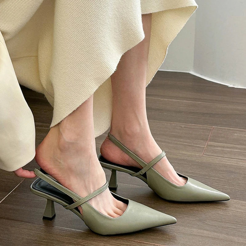 Summer Pointed Toe Women Sandals Fashion Elegant Shallow Singbacks Shoes Ladies Casual Outdoor Dress High Heel Sandalias A-Line Day Work