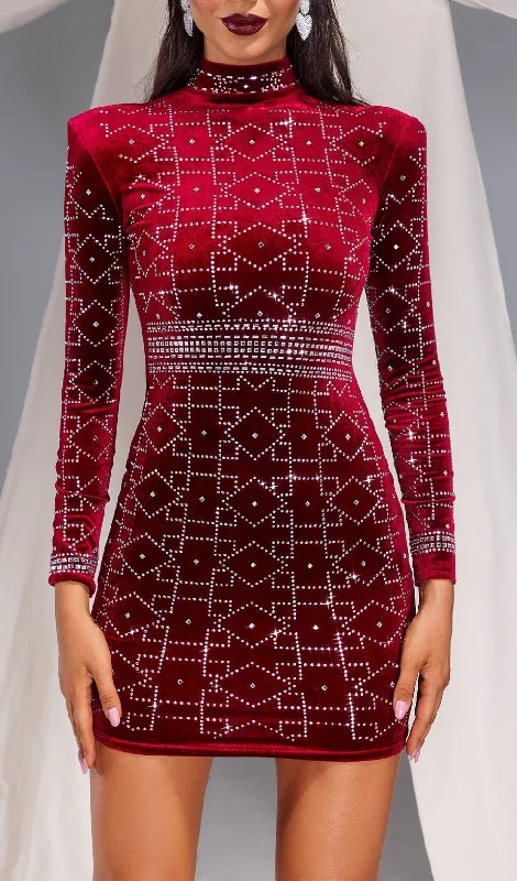 VELVET MINI DRESS IN RED Tunics Versatile all-occasion