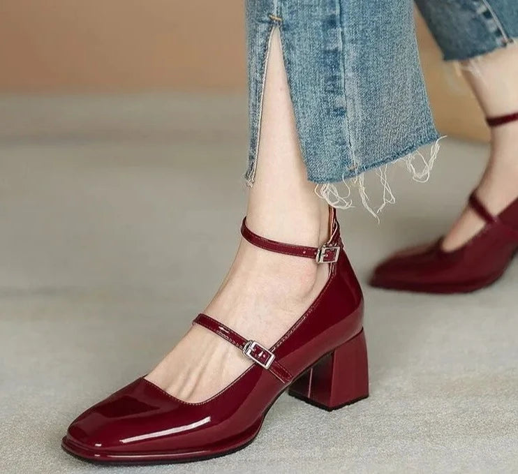 Women heels Shoes Mary Jane Shoes Woman Pumps Patent Leather High Heels Dress Shoes Red Wedding Shoes Spring Double Buckle Tunics Favorite customer Women heels Shoes Mary Jane Shoes Woman Pumps Patent Leather High Heels Dress Shoes Red Wedding Shoes Spring Double Buckle Tunics Favorite customer
